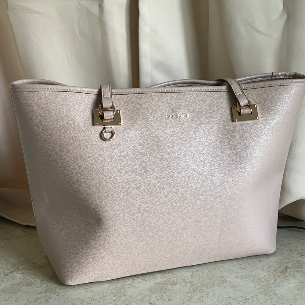 Anne Klein Light Pink Tote with Gold Accents